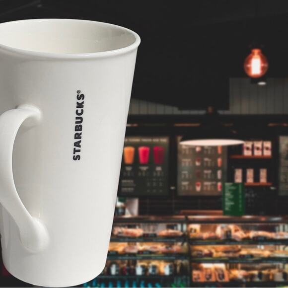 Starbucks Mug 16 oz White With Gold Starbucks Coffee Lettering - No Chips/Cracks - Picture 6 of 15